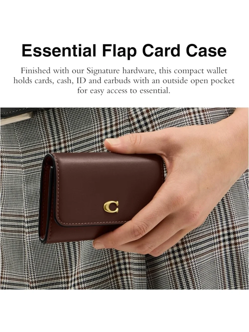 Coach Maple Leather Essential Flap Compact Wallet with Gold - New